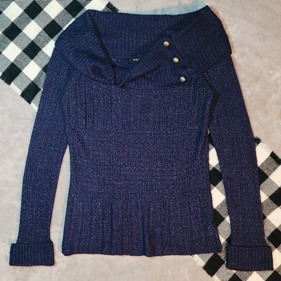 L | Nine West | "Missy" Knit Cowl-Neck Sweater - Picture 1 of 5